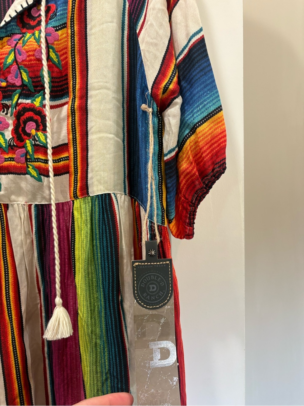 Double D Ranch Multicolor Striped Embroidered Boho Dress - Picture 3 of 5